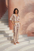 Athenas Linen Pants / White Beige Stripes